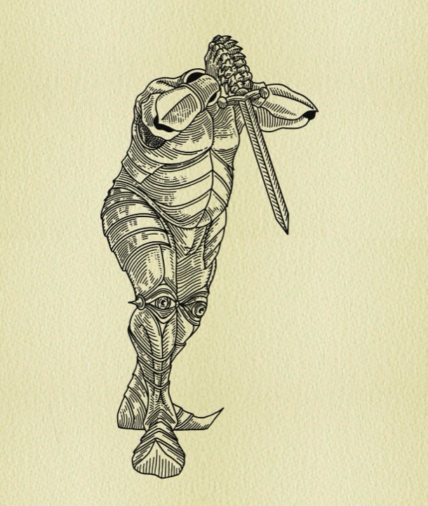 Armored insect drawing